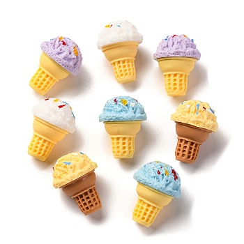 Opaque Resin Decoden Cabochons , Mixed Color, Ice Cream, 21.5x16x16mm