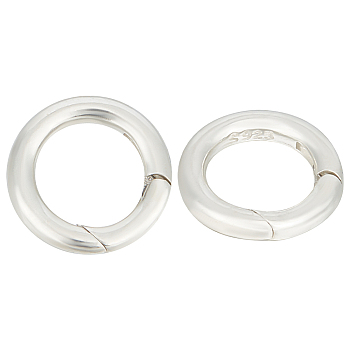 2Pcs Rhodium Plated 925 Sterling Silver Spring Gate Rings, Round Ring, Platinum, 12x2mm, Inner Diameter: 8mm