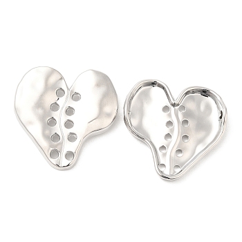 Alloy Links, Heart, Platinum, 32.5x33x6mm, Hole: 2mm and 2.3mm