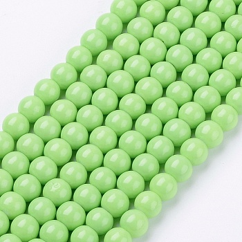 Painted Glass Round Bead Strands, Baking Paint, Light Green, 6mm, Hole: 1.3~1.6mm, about 133pcs/strand, 31.4 inch