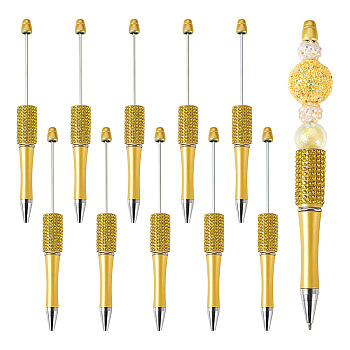 ABS Plastic Ball-Point Pen, Baking Paint Beadable Pen, for DIY Personalized Pen with Jewelry Bead, Yellow, 150x14mm