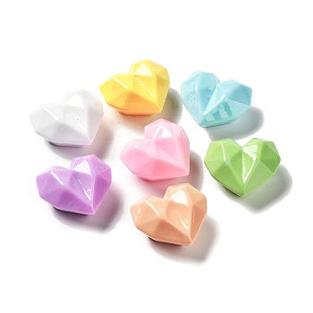 Opaque Resin Cabochons, Heart, Mixed Color, 25x27x14mm