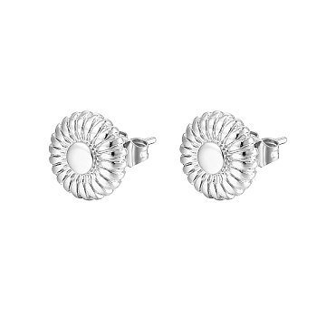 304 Stainless Steel Stud Earring, Sunflower, Stainless Steel Color, No Size