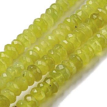 Natural Lemon Jade Beads Strands, Faceted, Rondelle, 6~6.5x3~3.5mm, Hole: 1.2mm, about 128~130pcs/strand, 15.83~15.94''(40.2~40.5cm)