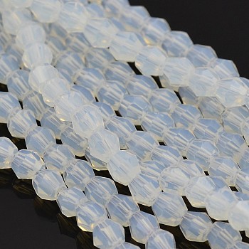 Opal Beads Strands, Faceted Bicone, Ghost White, 4x4mm, Hole: 1mm, about 92~96pcs/strand, 13.78~14.37 inch