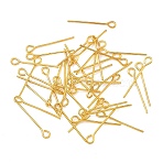 Brass Eye Pin, Cadmium Free & Lead Free, Golden, about 1.8cm long, 0.7mm thick, hole: about 2mm, about 16000pcs/1000g(EPC1.8cm-G)