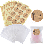 CRASPIRE 120Pcs Flat Translucent Glassine Waxed Paper Treat Bags Cookie Bags, with 10 Sheets Round Dot Sealing Adhesive Gift Stickers, Flower, Bag: 10.5x7.2x0.02cm, Sticker: 35mm, 12pcs/sheet(STIC-CP0001-11B)