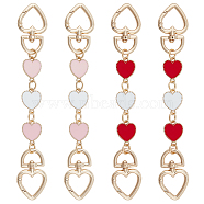 4Pcs 2 Colors Alloy Enamel Heart Link Bag Extender Chains, with Spring Gate Ring, for Bag Strap Replacement Accessories, Mixed Color, 17.4cm, 2pcs/color(FIND-CP0001-59)