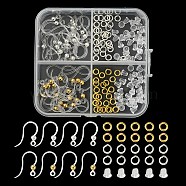 40Pcs 2 Color Eco-Friendly Plastic Earring Hooks, Ear Wire, with 304 Stainless Steel Beads and Horizontal Loop & 60Pcs Brass Jump Rings and 60Pcs Plastic Ear Nuts, Golden & Stainless Steel Color, 15.5x8x0.7mm, Hole: 1.2mm, 24 Gauge, Pin: 0.5mm, 20Pcs/color(DIY-YW0007-13)
