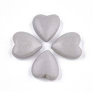 Painted Natural Wood Beads, for Pendant Making, Half Drilled, Heart, Light Grey, 21.5~22.5x20~22x8.5~9mm, Half Hole: 0.5~1mm(WOOD-S049-01H)
