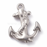 304 Stainless Steel Pendants, Anchor, Stainless Steel Color, 19x15x3mm, Hole: 1.8mm(STAS-O140-11P)