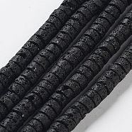Natural Lava Rock Beads Strands, Flat Round/Disc, 6x3~3.5mm, Hole: 0.5mm, about 105pcs/strand, 14.96''(38cm)(G-D085-B01-01)