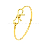 Adjustable Bowknot Brass Torque Bangles for Women, Real 22K Gold Plated, Inner Diameter: 2-1/2x2 inch(6.2x5.2cm)(BJEW-Z074-01G)