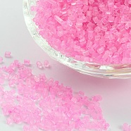 11/0 Two Cut Glass Seed Beads, Hexagon, Inside Colour, Fushia, Size: about 2.2mm in diameter, about 4500pcs/50g(X-CSDB138)