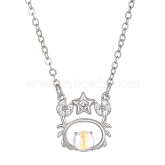 Constellation Rhinestone Pendant Necklace, Platinum Brass Star Necklace, Cancer, 16.14~19.69 inch(41~50cm)(PW-WG94542-04)