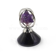 Natural Amethyst Rotatable Merkaba Star Figurines, for Home Desktop Decoration, 28x40mm(PW-WG54158-01)