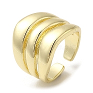Brass Open Cuff Rings, Wide Band Ring for Women, Real 18K Gold Plated, 4~7mm, Inner Diameter: 16mm(RJEW-Q778-06G)