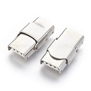 201 Stainless Steel Watch Band Clasps, Rectangle, Stainless Steel Color, 25x10x6mm, Hole: 3x7mm(STAS-P221-22A-P)