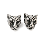 Animal 304 Stainless Steel Beads, Antique Silver, Leopard, 10x9x8mm, Hole: 2mm(STAS-E214-11AS-06)