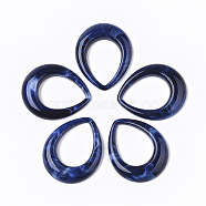 Acrylic Pendants, Imitation Gemstone Style, Teardrop, Dark Blue, 53x43.5x8mm, Hole: 26x36mm, about 73pcs/500g(OACR-N130-019B)