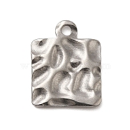 Textured 304 Stainless Steel Pendants, Stainless Steel Color, Square, 15.5x12x1.5mm, Hole: 1.6mm(STAS-G344-03A-P)