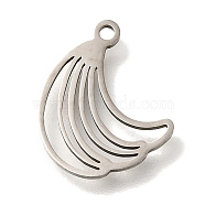 201 Stainless Steel Pendants, Fruit Charms, Banana, 14.5x12x1mm, Hole: 1.2mm(STAS-R136-01P-07)