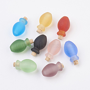 Handmade Lampwork Perfume Bottle Pendants, Essential Oil Bottle, Frosted, Mixed Color, 29~30mm, Hole: 5~5.5mm, Bottle Capacity: 0.5~1ml(0.017~0.03 fl. oz)(LAMP-P044-M)