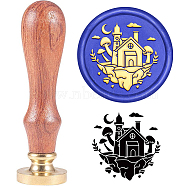 Brass Wax Seal Stamp with Handle, for DIY Scrapbooking, House Pattern, 3.5x1.18 inch(8.9x3cm)(AJEW-WH0184-0303)