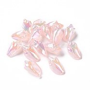 UV Plating Rainbow Iridescent Acrylic Beads, Conch Shape, Misty Rose, 30x16x14mm, Hole: 1.7mm(OACR-E007-04E)