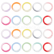 Elite 20Pcs 10 Colors Gradient Color Zinc Alloy Spring Gate Rings, Two Tone, Round Ring, Mixed Color, 24.5x3.5~4.5mm, 2pcs/color(FIND-PH0017-34)