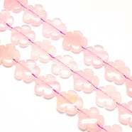 Natural Rose Quartz Flower Beads Strands, 15mm, Hole: 1mm, about 27pcs/strand, 16.53 inch(G-L241B-05)