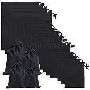 16Pcs 4 Styles Polyester Bags, with Drawstring Ropes, Rectangle, Black, 16~30x12~24x0.02~0.04cm, 4pcs/style(ABAG-NB0001-64)
