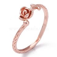 Brass Cuff Rings, Open Rings, Textured, Rose, Rose Gold, US Size 6 3/4(17.1mm)(RJEW-P020-08RG)