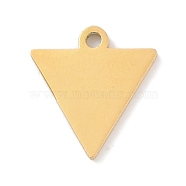 Golden Plated 304 Stainless Steel Charms, Laser Cut, Triangle, 10x10x1mm, Hole: 1mm(STAS-K286-03H-G)