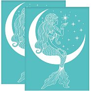 Self-Adhesive Silk Screen Printing Stencil, for Painting on Wood, DIY Decoration T-Shirt Fabric, Turquoise, Mermaid Pattern, 280x220mm(DIY-WH0338-073)