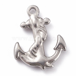 Non-Tarnish 304 Stainless Steel Pendants, Anchor, Stainless Steel Color, 19x15x3mm, Hole: 1.8mm(STAS-O140-11P)