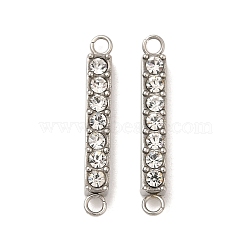 304 Stainless Steel Crystal Rhinestone Connector Charms, Rectangle Links, Stainless Steel Color, 20.5x3x3mm, Hole: 1.5mm(STAS-S131-08P)