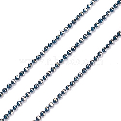 Spray Painted Brass Faceted Ball Chains, Soldered, with Spool, Round, Marine Blue, 1.5mm(CHC-K011-35B)