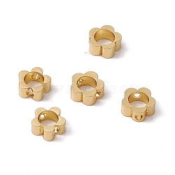 Rack Plating Brass Beads, Long-Lasting Plated, Cadmium Free & Nickel Free & Lead Free, Flower, Real 18K Gold Plated, 6x2.5mm, Hole: 1.2mm(KK-C007-41G)