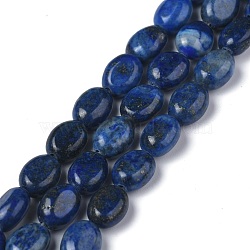 Natural Lapis Lazuli Bead Strands, Dyed, Oval, 8x6x3.5~4mm, Hole: 1mm, about 45~52pcs/strand, 15.16~15.74 inch(38.5~40cm)(G-Z006-A26)