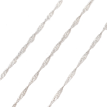 925 Sterling Silver Double Link Chains, Soldered, without Spool/Card Paper, Silver, 1x1x0.2mm