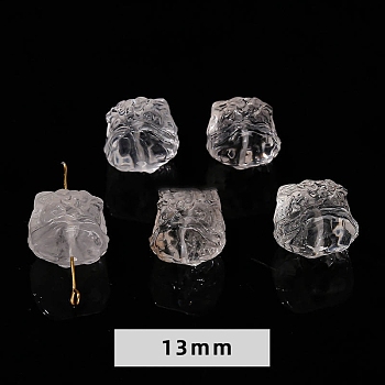 Natural Quartz Crystal Carved Beads, DIY Jewelry Accessories, Lion, 13mm