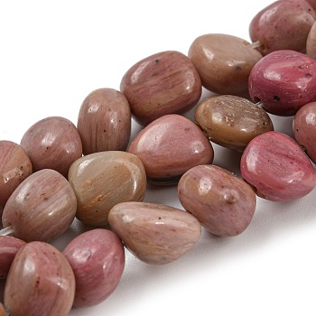 Natural Rhodochrosite Bead Strands, Tumbled Stone, Nuggets, 7~9.5x9~11x7~11mm, Hole: 1mm, about 42~43pcs/strand, 15.75''~15.94''(40~40.5cm)