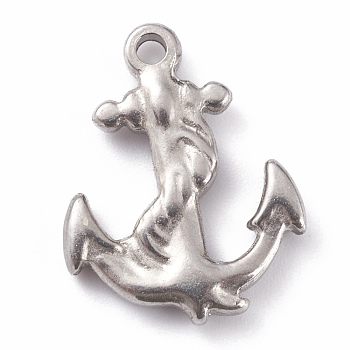 304 Stainless Steel Pendants, Anchor, Stainless Steel Color, 19x15x3mm, Hole: 1.8mm