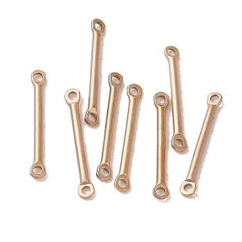 Ion Plating(IP) 304 Stainless Steel Links, Bar Connector Charms, Rose Gold, 20x2.5x1.5mm, Hole: 1.4mm