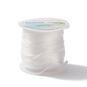 (Defective Closeout Sale: Axial Deformation), Flat Elastic Crystal String, Elastic Beading Thread, for Stretch Bracelet Making, White, 0.8mm, about 65.62 Yards(60m)/Roll