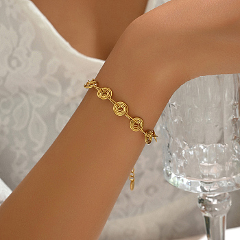 Stainless Steel Vortex Link Chain Bracelets for Women, Real 18K Gold Plated