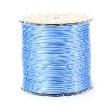 Flat Japanese Crystal Elastic Stretch Thread, for Bracelets Gemstone Jewelry Making Beading Craft, Sky Blue, 0.5mm, about 328 yards(300m)/roll