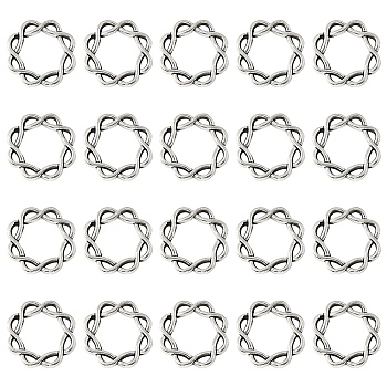 60Pcs Alloy Bead Frame, Flower, Antique Silver, 15x15x2.5mm