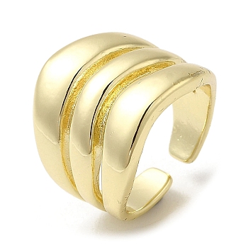 Brass Open Cuff Rings, Wide Band Ring for Women, Real 18K Gold Plated, 4~7mm, Inner Diameter: 16mm